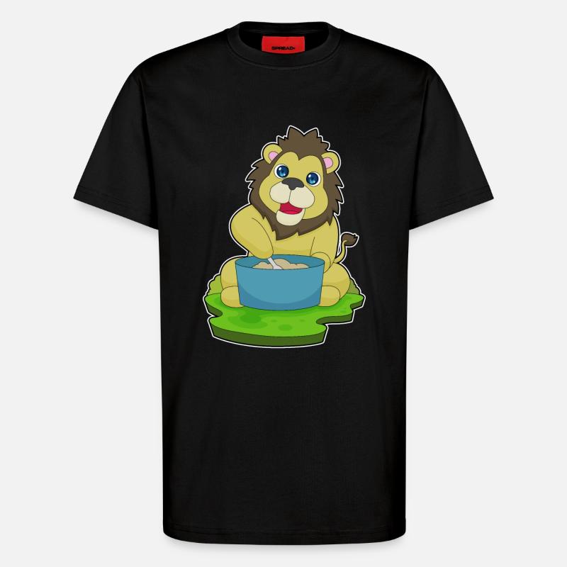 Löwe Kochtopf Löffel - T-Shirt - made by SPREAD - SOLID BLACK