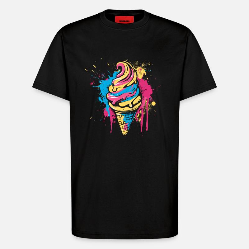 Eiswaffel Farbklecks - T-Shirt - made by SPREAD - SOLID BLACK