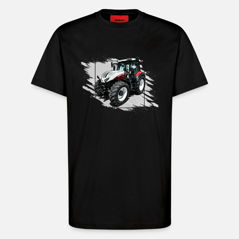 Steyr Tractor White - T-Shirt - made by SPREAD - SOLID BLACK