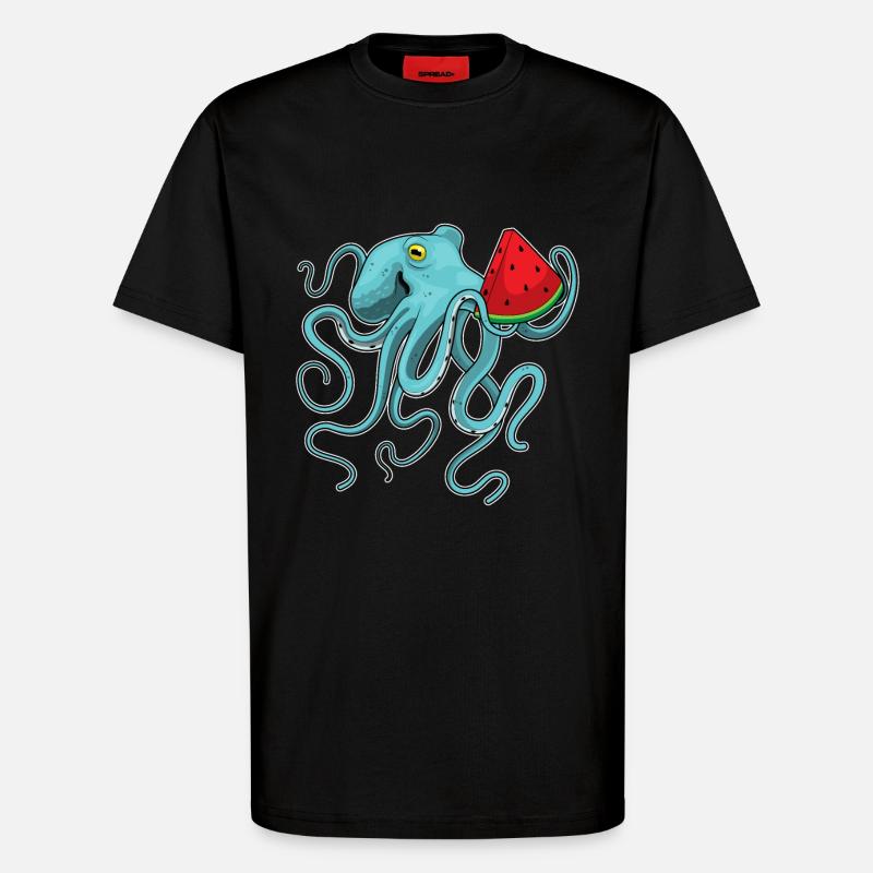 Poulpe Pastèque - T-shirt bio décontracté fabriqué en UE - SOLID BLACK