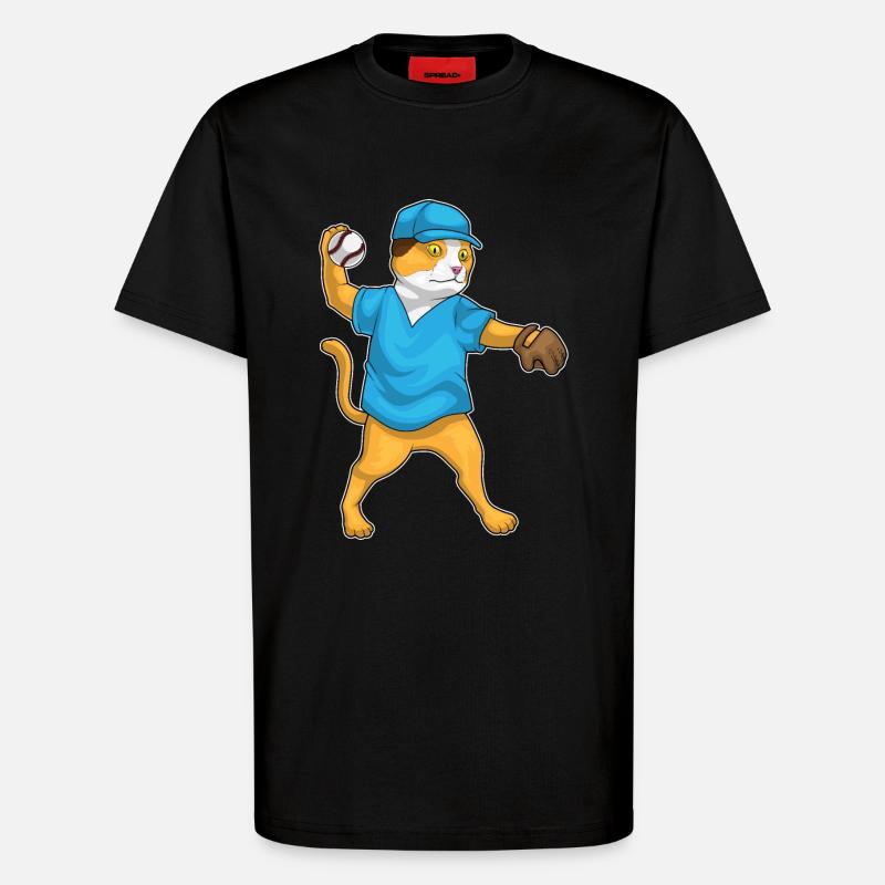 Baseball pour chats - T-shirt bio décontracté fabriqué en UE - SOLID BLACK