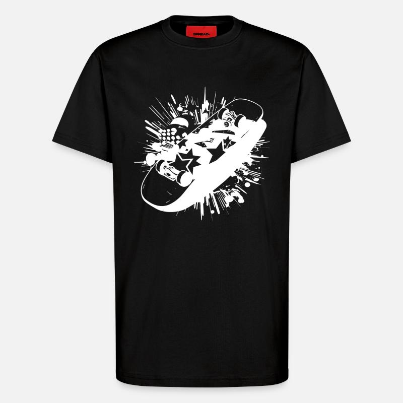 Blobs de peinture de skateboard - T-shirt bio décontracté fabriqué en UE - SOLID BLACK