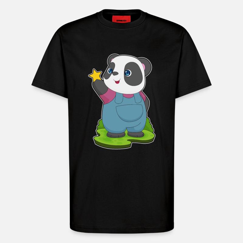 Étoile Panda - T-shirt bio décontracté fabriqué en UE - SOLID BLACK