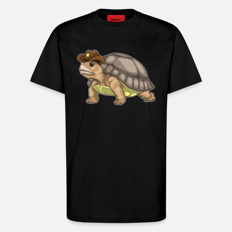 Turtle Sheriff Sheriff's Hat - T-Shirt - made by SPREAD - SOLID BLACK