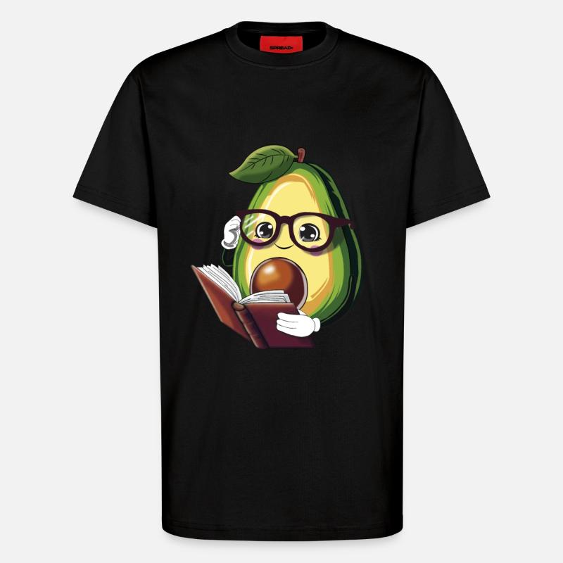 Avocado liest ein Buch – Bücherwurm - T-Shirt - made by SPREAD - SOLID BLACK