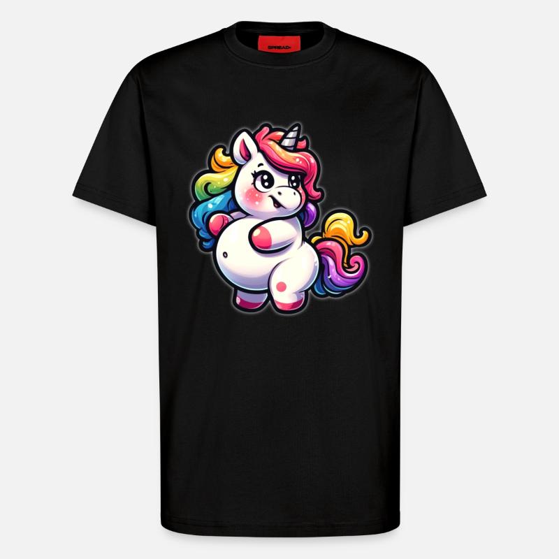 Kunterbuntes Einhorn-Kuscheldesign - T-Shirt - made by SPREAD - SOLID BLACK