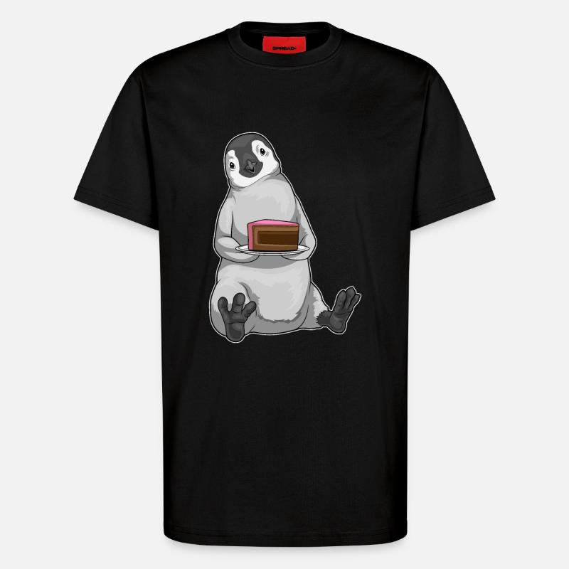 Gâteau pingouin - T-shirt bio décontracté fabriqué en UE - SOLID BLACK