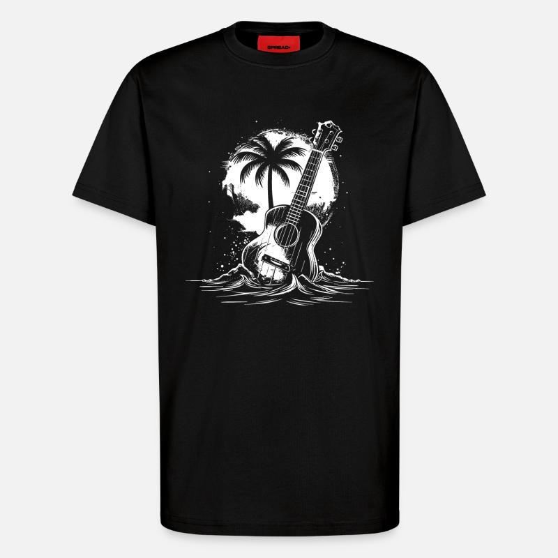 Graphiques pour ukulélé - T-shirt bio décontracté fabriqué en UE - SOLID BLACK