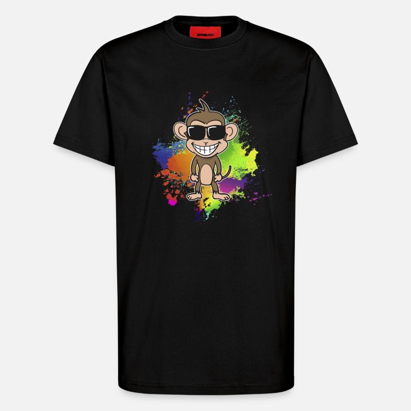 Bunter-Sommer-Affe - T-Shirt - made by SPREAD - SOLID BLACK