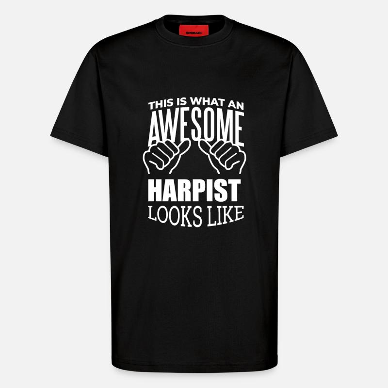 Harfe - T-Shirt - made by SPREAD - SOLID BLACK