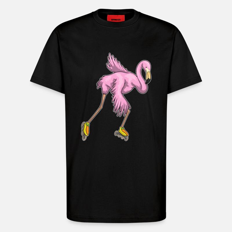 Flamingo Inline skating Inline skates - T-Shirt - made by SPREAD - SOLID BLACK