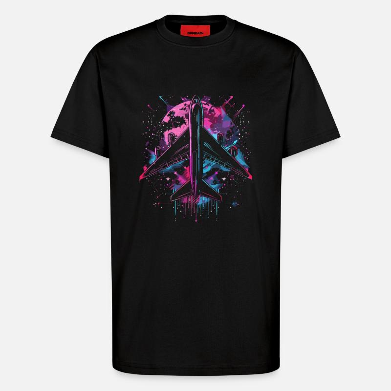 Flugzeug Steampunk - T-Shirt - made by SPREAD - SOLID BLACK