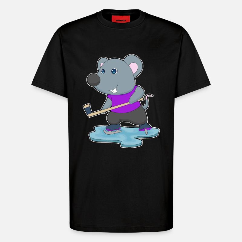 Maus Eishockey Eishockeyschläger - T-Shirt - made by SPREAD - SOLID BLACK