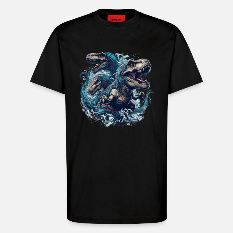 Brüllendes T-Rex Trio Dinosaurier Geschenk - T-Shirt - made by SPREAD - SOLID BLACK