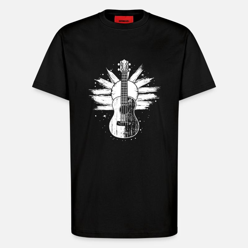 Ukulele Skizze - T-Shirt - made by SPREAD - SOLID BLACK