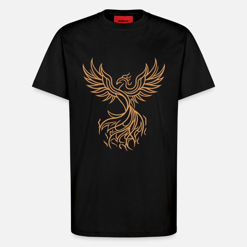 Phönix Mythischer Feuervogel Auferstehender Stammeskunst - T-Shirt - made by SPREAD - SOLID BLACK