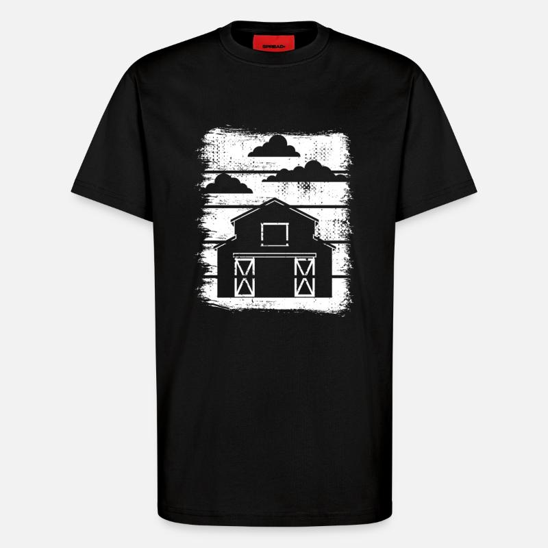 Scheune Zeichnung - T-Shirt - made by SPREAD - SOLID BLACK