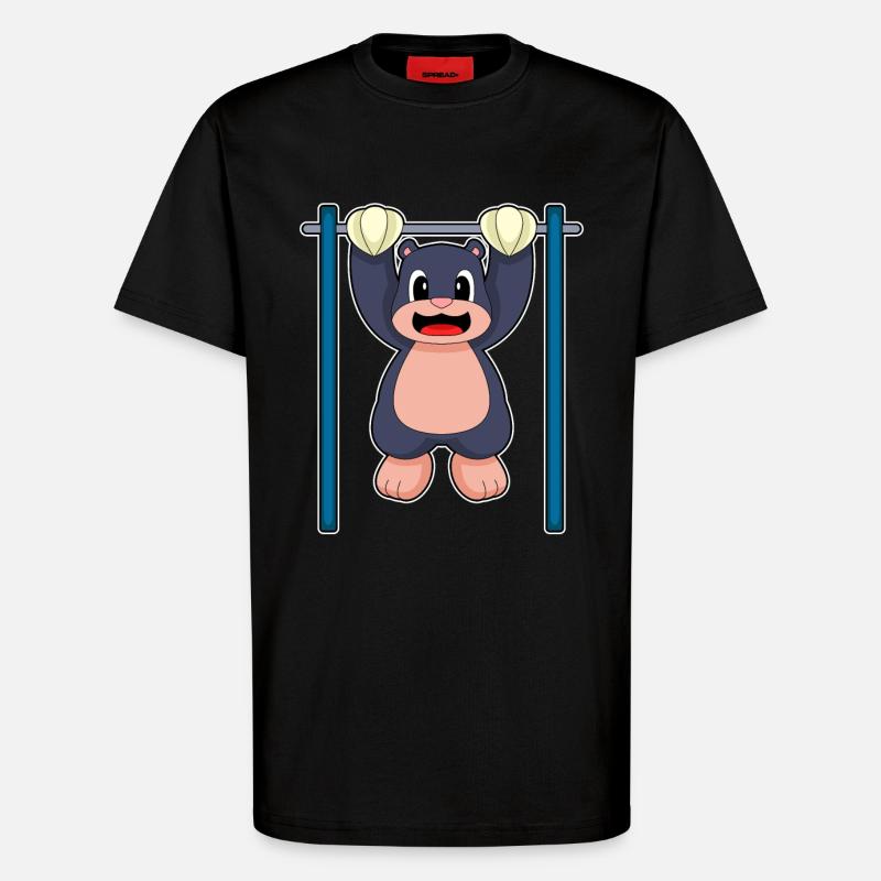 Mole Bodybuilder Pull-ups Bodybuilding - T-Shirt - made by SPREAD - SOLID BLACK
