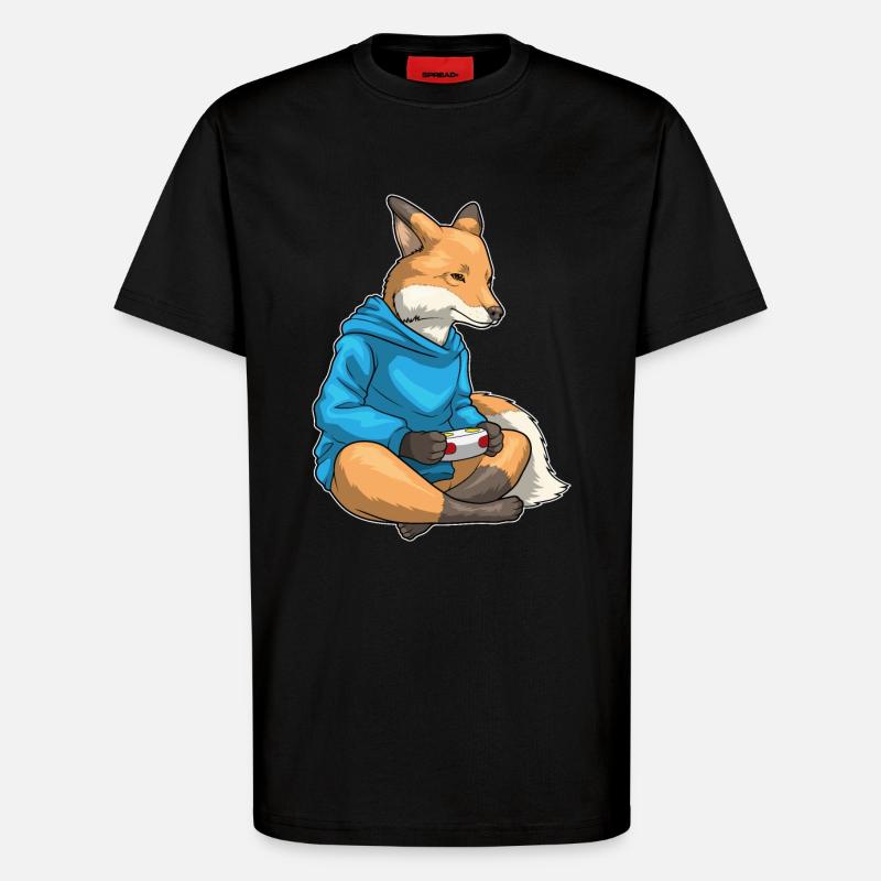 Fuchs Gamer Controller - T-Shirt - made by SPREAD - SOLID BLACK