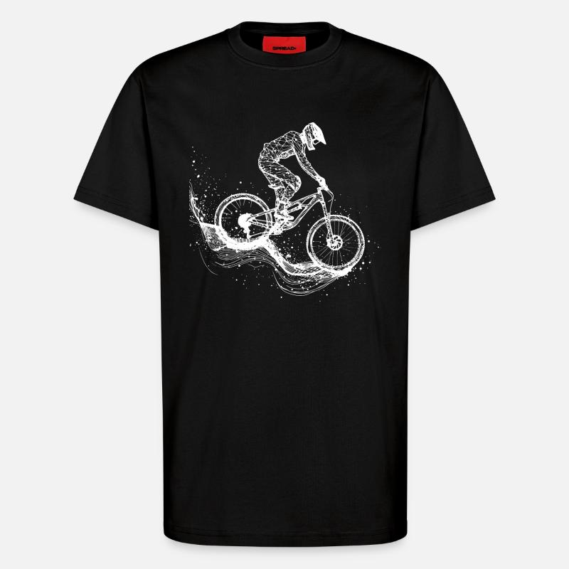 Mountain Biking Drawing - T-Shirt - made by SPREAD - SOLID BLACK