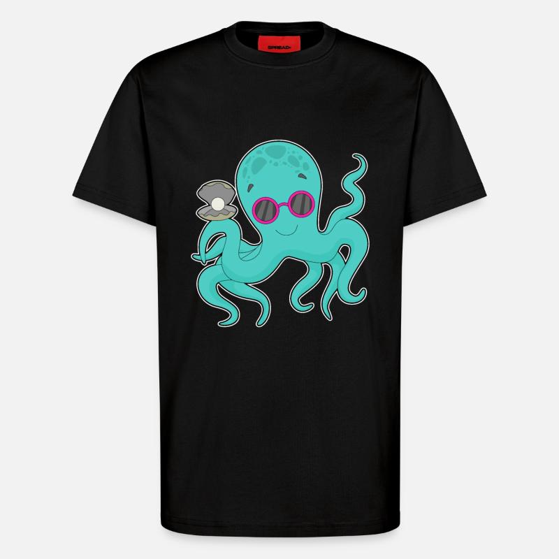 Krake Perle - T-Shirt - made by SPREAD - SOLID BLACK
