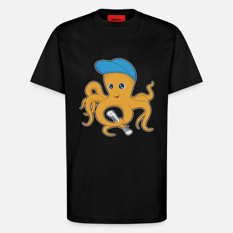 Journal Octopus - T-shirt bio décontracté fabriqué en UE - SOLID BLACK