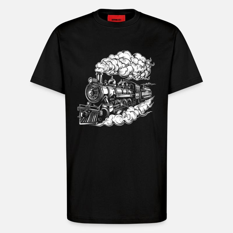 Dampflokomotive Grafik - T-Shirt - made by SPREAD - SOLID BLACK