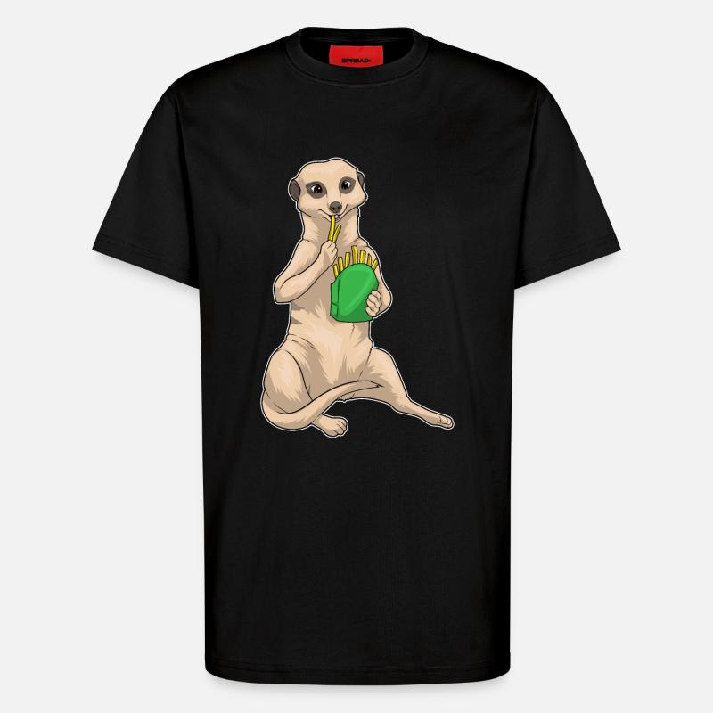 Erdmännchen Pommes frites - T-Shirt - made by SPREAD - SOLID BLACK