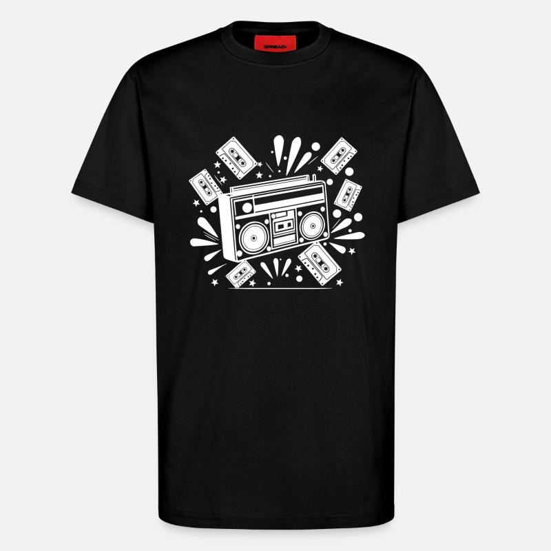 Ghettoblaster, Musik, Nostalgie - T-Shirt - made by SPREAD - SOLID BLACK