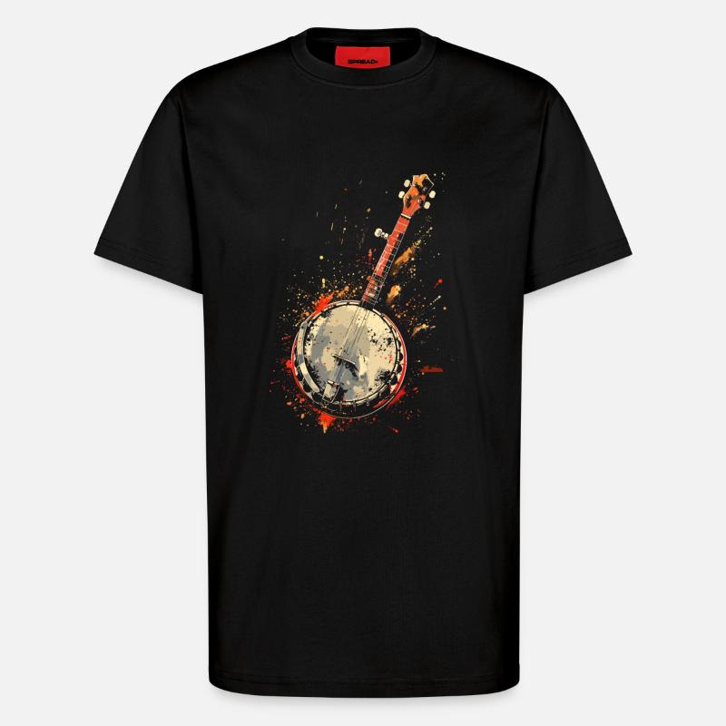 Banjo Éclaboussures de Couleur - T-shirt bio décontracté fabriqué en UE - SOLID BLACK