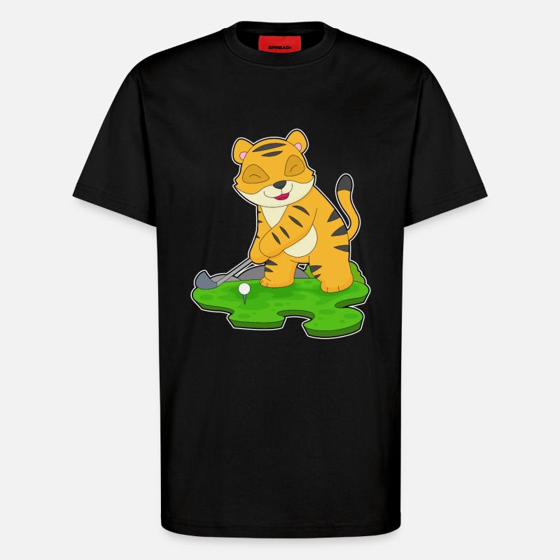 Tiger Golf Golfschläger - T-Shirt - made by SPREAD - SOLID BLACK