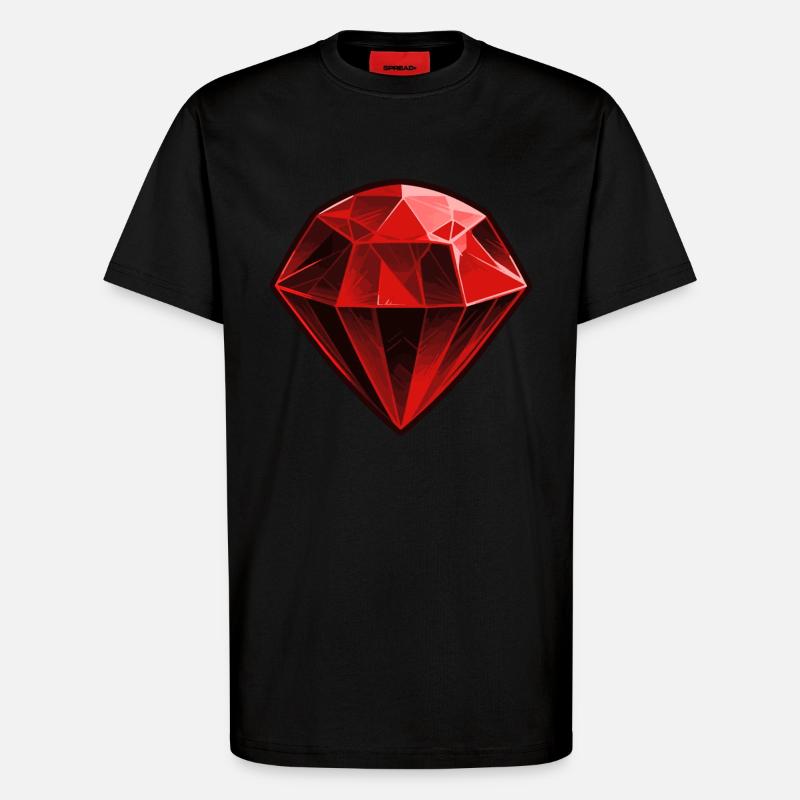 Precious Red Ruby Gemstone - T-Shirt - made by SPREAD - SOLID BLACK