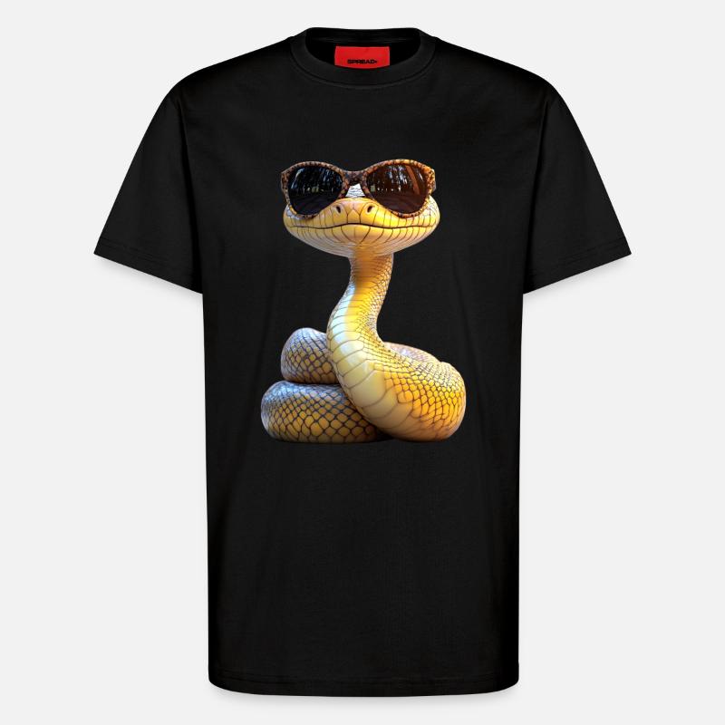 Schlange Python Kobra Mamba Klapperschlange Snake - T-Shirt - made by SPREAD - SOLID BLACK