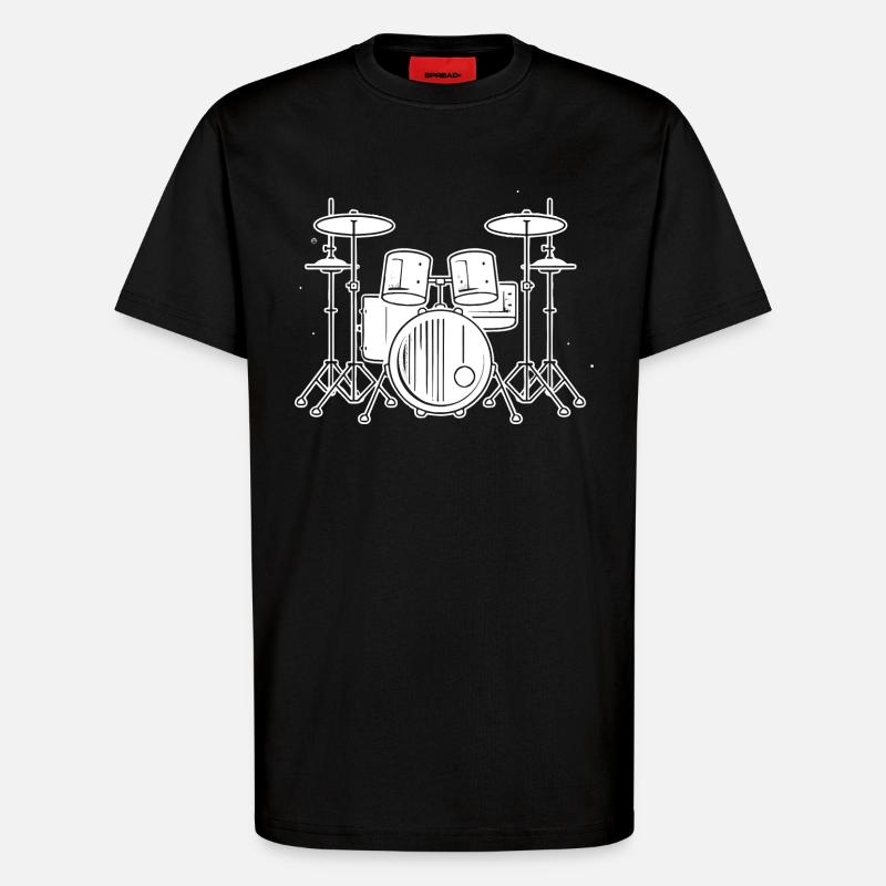Drum Set Zeichnung - T-Shirt - made by SPREAD - SOLID BLACK