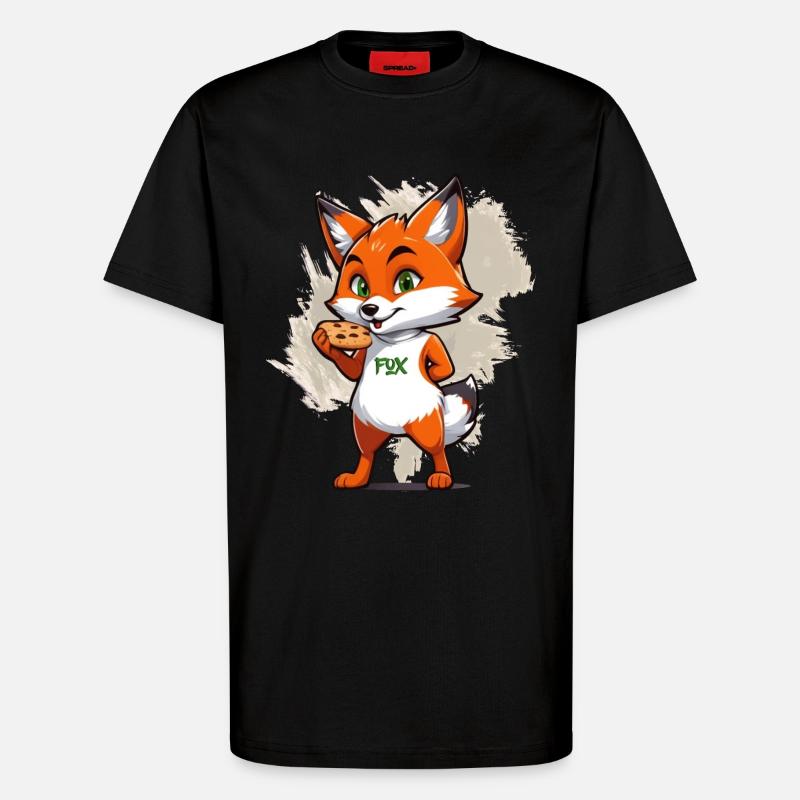 Fox with biscuits - T-Shirt - made by SPREAD - SOLID BLACK