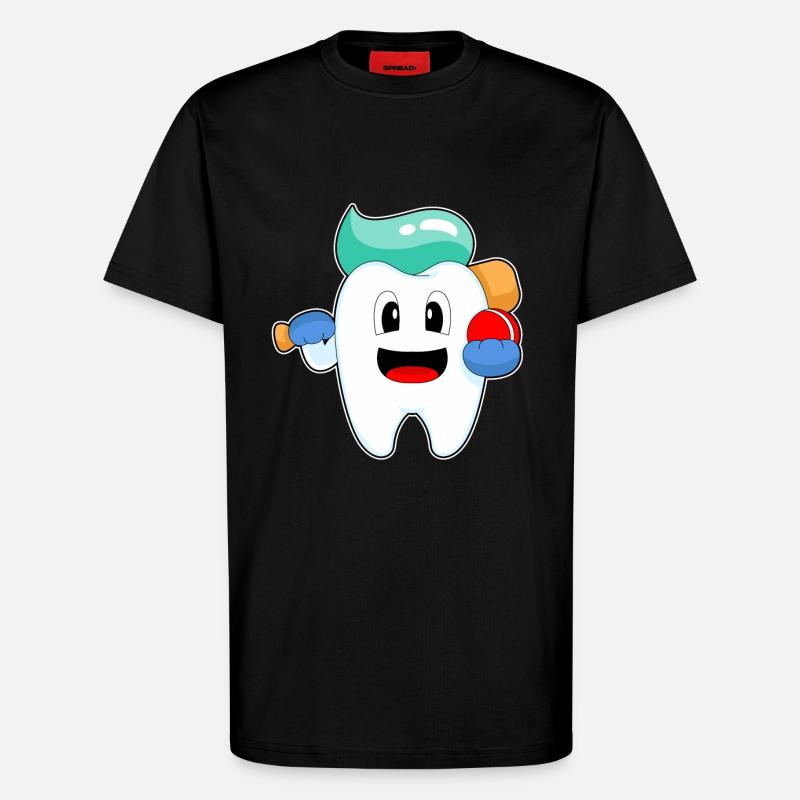 Tooth Cricket Cricket Bat - T-shirt bio décontracté fabriqué en UE - SOLID BLACK