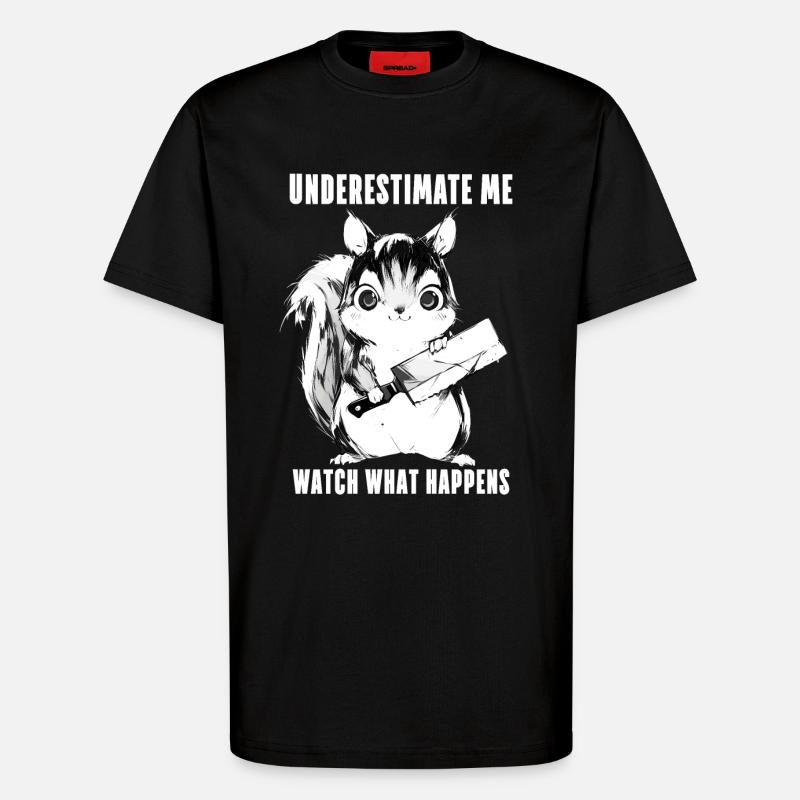 Crazy Squirrel Anime Kawaii Gift - T-Shirt - made by SPREAD - SOLID BLACK