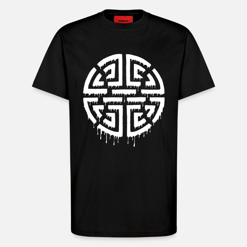 Graffiti eines roten Labyrinths - T-Shirt - made by SPREAD - SOLID BLACK