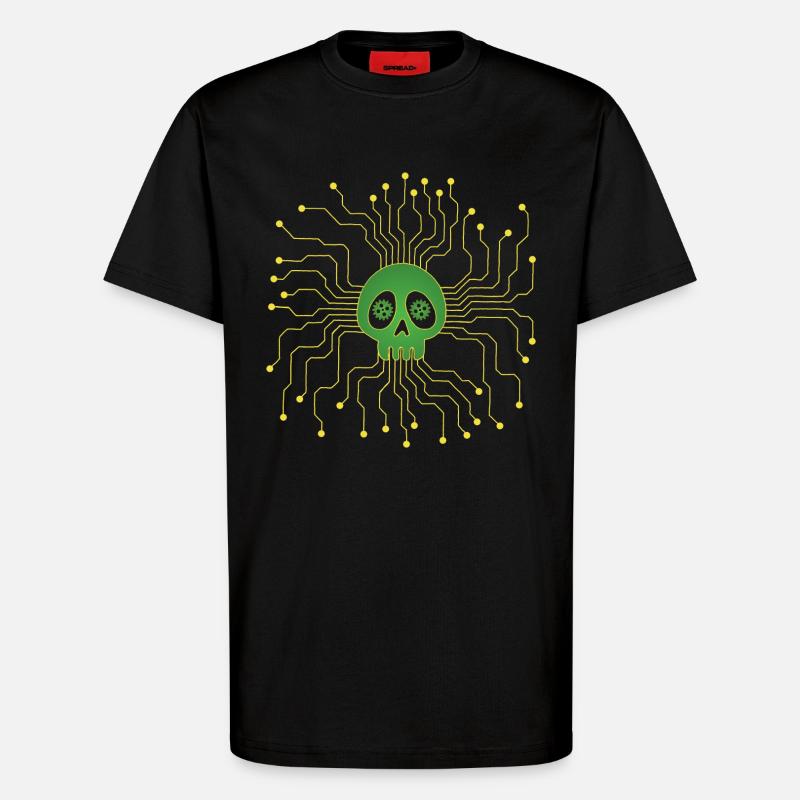 Microprocessor skull - T-Shirt - made by SPREAD - SOLID BLACK