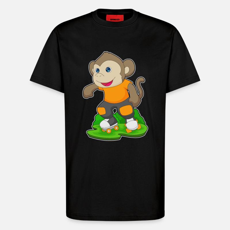 Monkey Rollers Rollers Rollers - T-shirt bio décontracté fabriqué en UE - SOLID BLACK