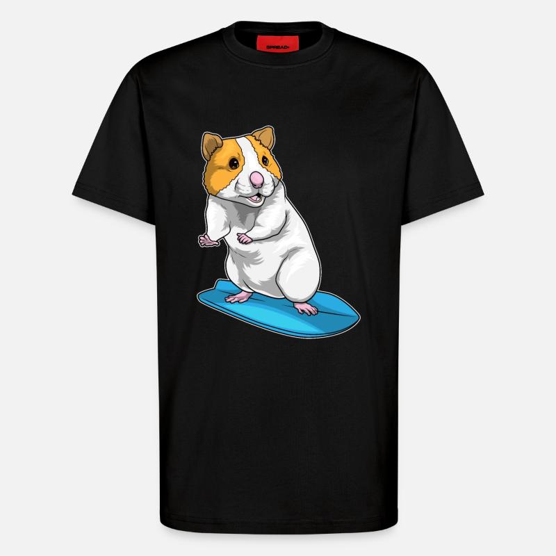 Hamster Surfer Planche de surf - T-shirt bio décontracté fabriqué en UE - SOLID BLACK