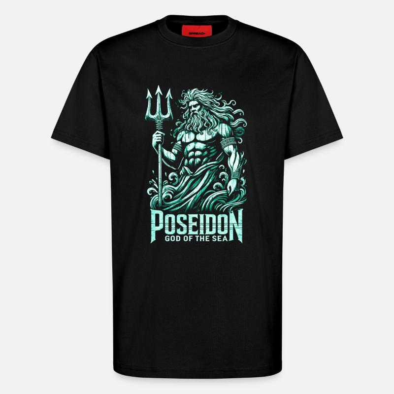 Poseidon - Gott der Meere - T-Shirt - made by SPREAD - SOLID BLACK