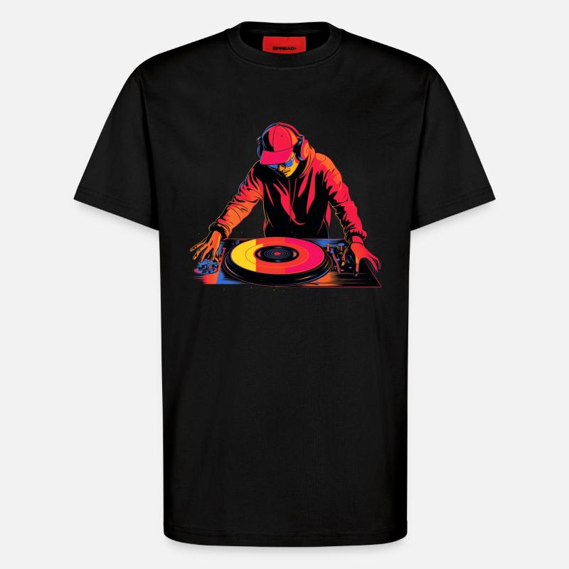 Diskjockey Retrowave - T-Shirt - made by SPREAD - SOLID BLACK