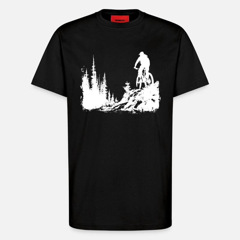 Mountain Biking Sketch - T-Shirt - made by SPREAD - SOLID BLACK