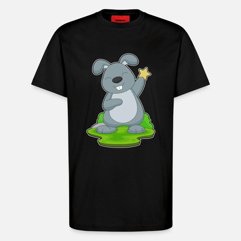 Rabbit Star - T-Shirt - made by SPREAD - SOLID BLACK