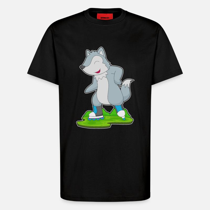 Wolf Inline skating Inline skates - T-Shirt - made by SPREAD - SOLID BLACK