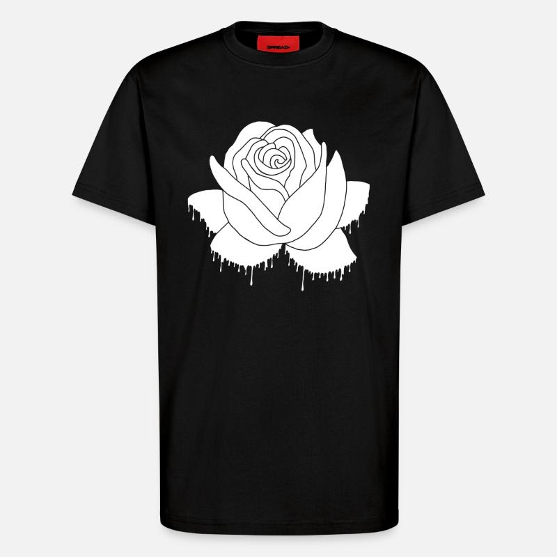 Graffiti d'une rose blanche - T-shirt bio décontracté fabriqué en UE - SOLID BLACK