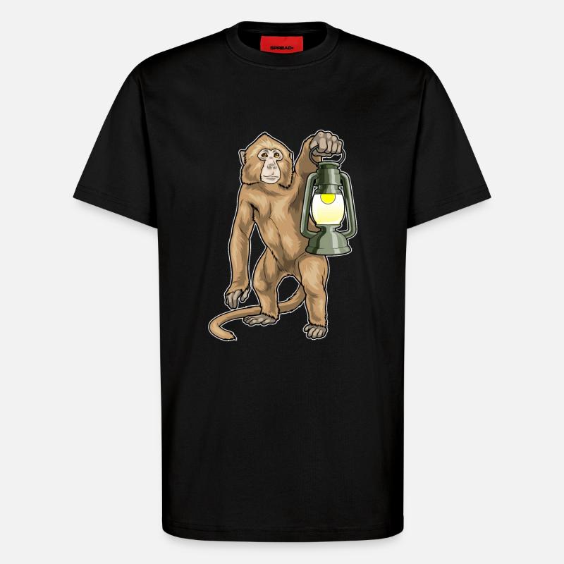 Affe Laterne - T-Shirt - made by SPREAD - SOLID BLACK