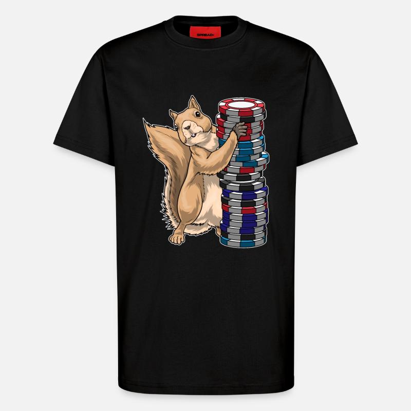 Erdmännchen Poker Pokerchips - T-Shirt - made by SPREAD - SOLID BLACK
