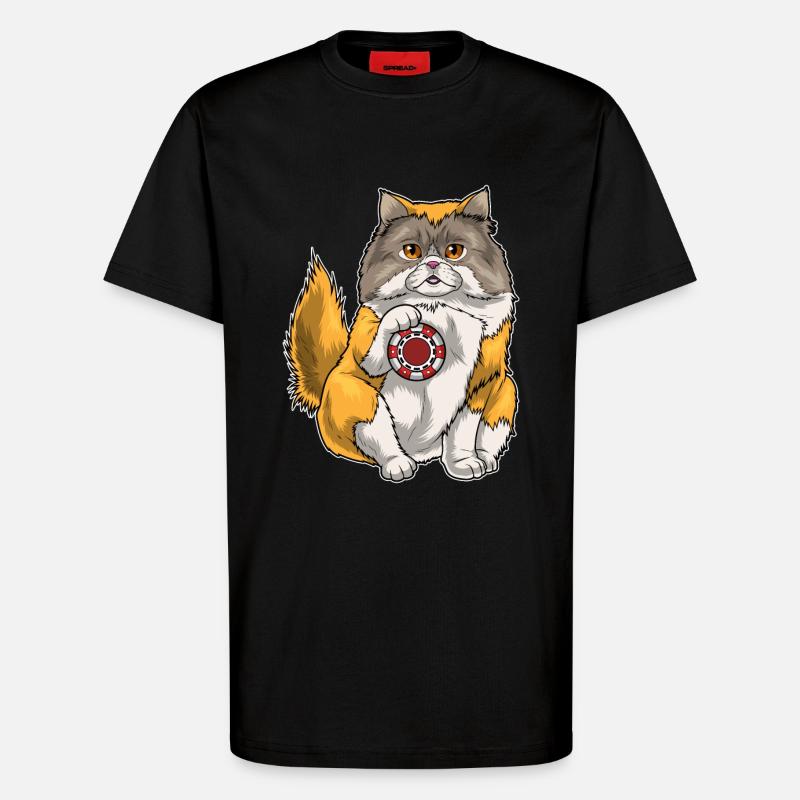 Persische Katze Poker Pokerchips - T-Shirt - made by SPREAD - SOLID BLACK
